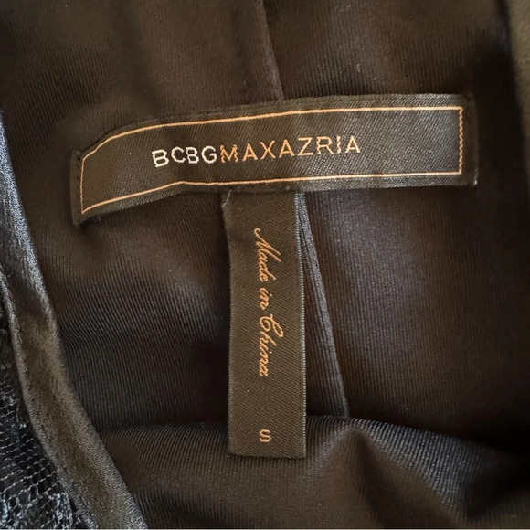 BCBGMAXAZRIA Black Ruffle Woven Tiered Lace Dress  Cap Sleeve V‎ Neck EUC Sz S - Picture 10 of 14